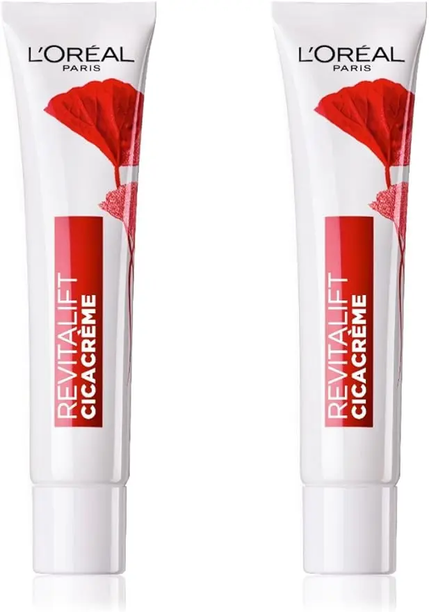 Pack Ahorro de 2 Cremas Reparadoras Antiedad L'Oréal Paris Cicacrem (2x40ml). Un tratamiento completo para reducir arrugas y restaurar la barrera cutánea con Centella Asiática.