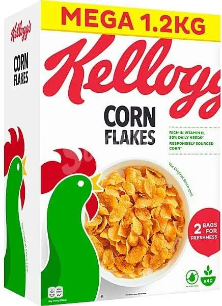 Pack Ahorro de 4 Cajas de Cereales Kellogg's Corn Flakes de 1200g cada una. Un total de 4,8 kg del desayuno clásico y crujiente para toda la familia.