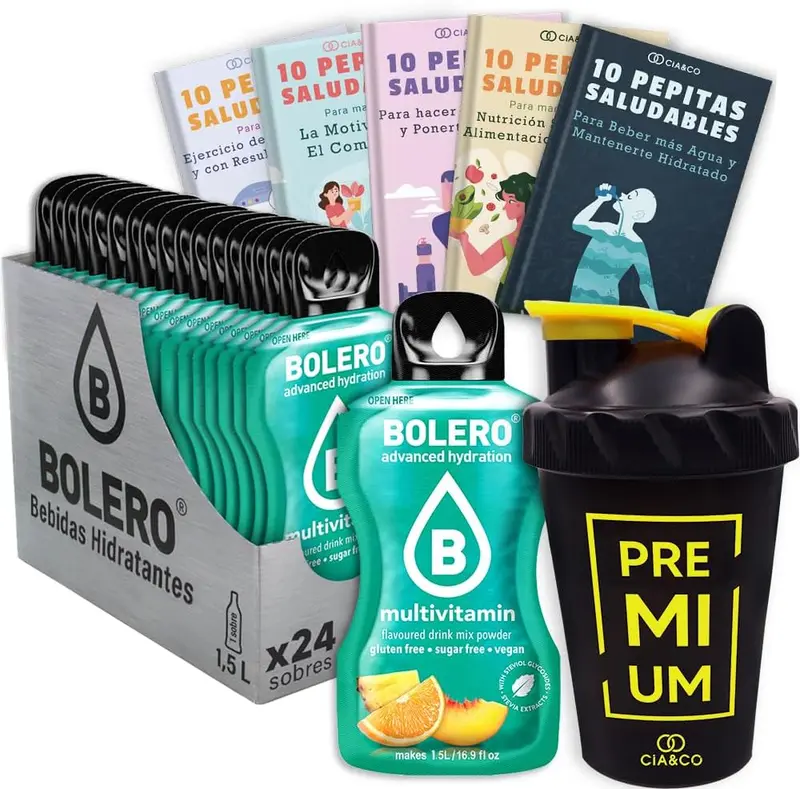 Pack Bolero Multivitaminas (24 sobres) con Botella Shaker