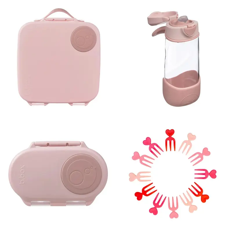 Pack Completo Cole — B.Box Rosa Blush Crush (Fiambrera + Botella + Snack)