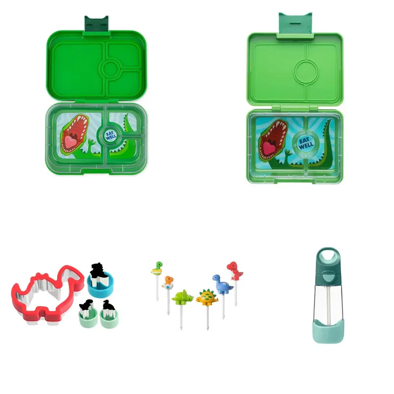 Pack Completo Cole — Dinosaurios (Yumbox Panino + Yumbox Snack + Cortadores)