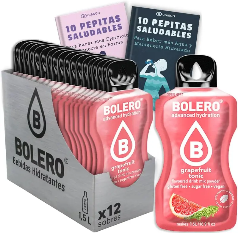 Pack de 12 Bebidas Bolero Sabor Pomelo Tónica, el toque amargo y cítrico que buscabas. Una opción saludable y sin azúcar para tus momentos de relax.