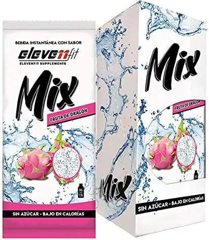 Pack de 12 sobres de Mix sabor Fruta de Dragón de ElevenFit. La bebida instantánea sin azúcar para una hidratación deliciosa, saludable y con un toque tropical único.