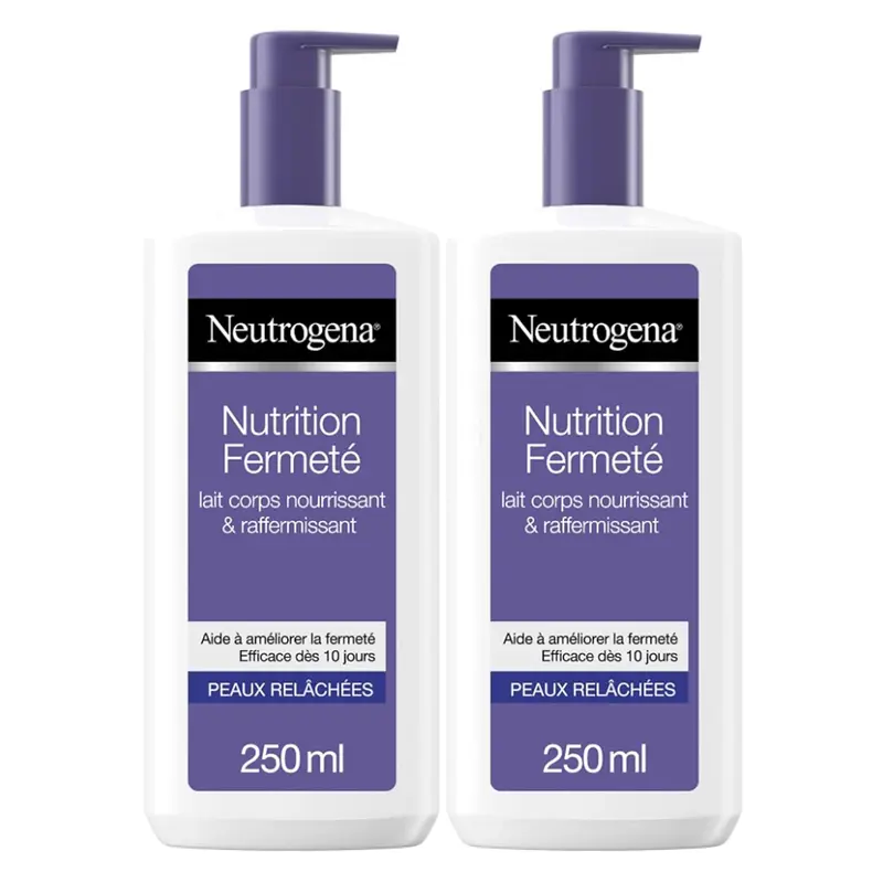 Pack de 2 Lociones Corporales Neutrogena Visibly Renew (2x250ml). Una leche corporal con minerales que estimulan el colágeno para mejorar la elasticidad e hidratar la piel.