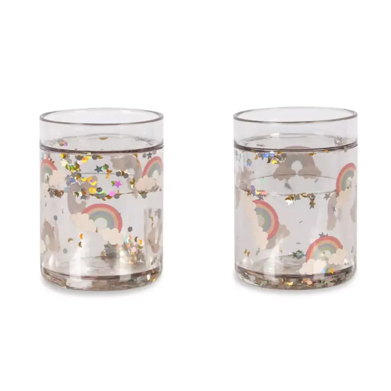 Pack de 2 vasos Arcoiris con purpurina