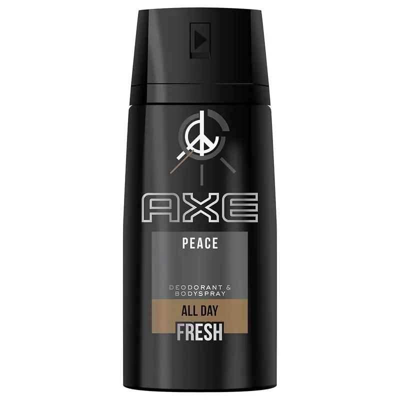Pack de 3 desodorantes AXE Bodyspray Peace (150 ml cada uno). Protección eficaz contra el olor con una fragancia masculina de hoja de violeta, madera y ámbar.