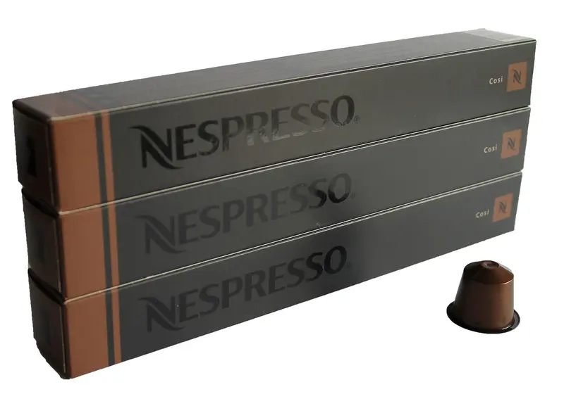 Pack de 30 Cápsulas de Café Nespresso Cosi. Café para sistema Original de intensidad 4. Un espresso de tueste ligero con cuerpo sutil y refrescantes notas cítricas.
