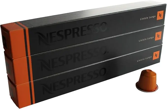 Pack de 30 Cápsulas Nespresso Originales Linizio Lungo, un café largo 100% Arábica de tueste ligero, con suaves notas a cereal y malta para un despertar delicado.