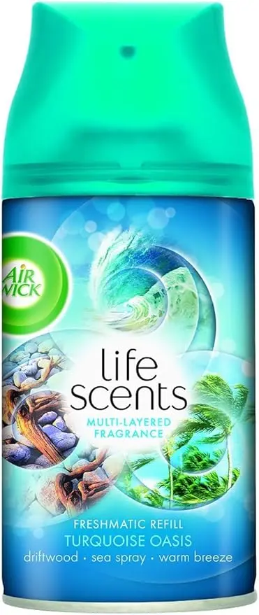 Pack de 4 Recambios Air Wick Freshmatic Max, Aroma Life Scents Oasis Turquesa. Un total de 1000ml de fragancia multicapa para un hogar siempre fresco.