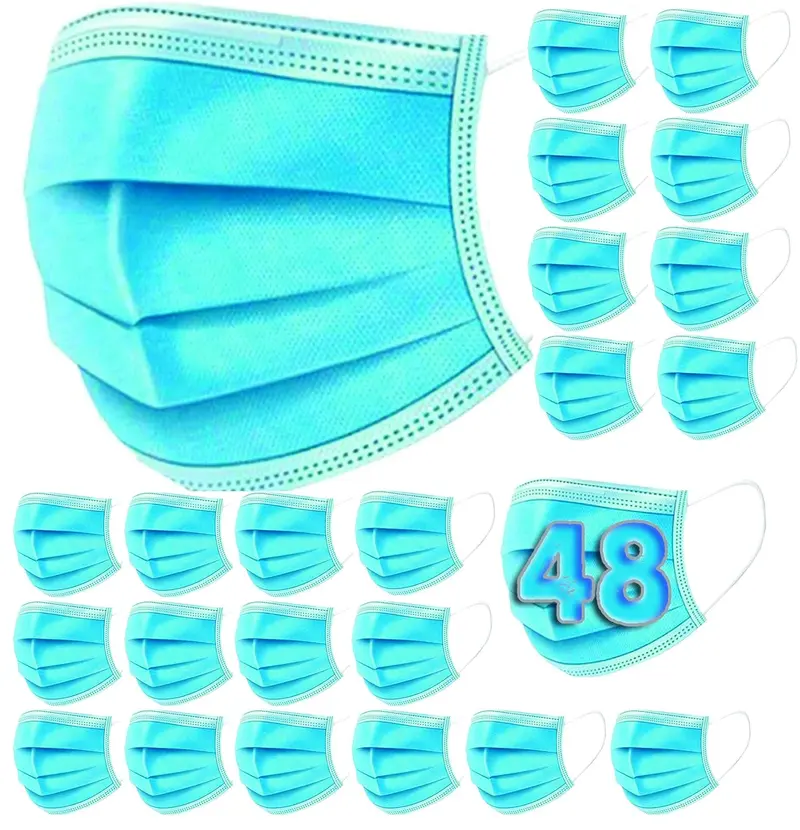 Pack de 48 mascarillas higiénicas desechables The Pink House. Fabricadas con 3 capas de protección para una filtración eficiente y un uso diario seguro y cómodo.
