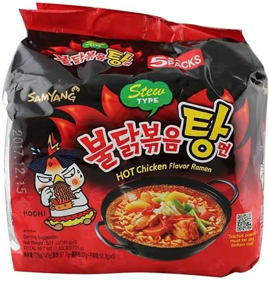 Pack de 5 Samyang Ramen Sopa de Pollo Picante. La versión en sopa del clásico sabor coreano. Un caldo reconfortante, sabroso y con el punto justo de picante.