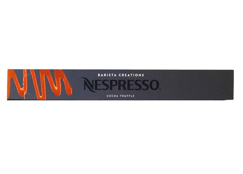 Pack de 50 cápsulas Nespresso Barista Creations Cocoa Truffle. Un café aromatizado con el sabor del chocolate negro y la trufa, sobre una base de espresso suave.