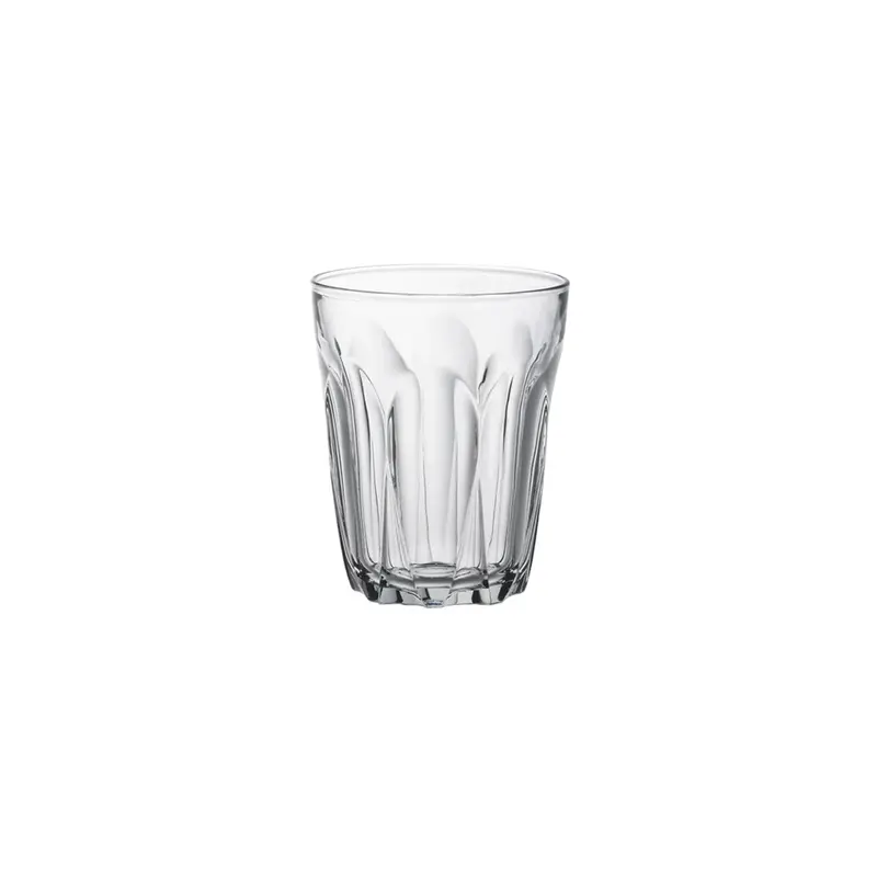 Pack de 6 Vasos Duralex Provence de 250 ml. Cristalería de vidrio templado de alta durabilidad, resistente a golpes y apta para lavavajillas y microondas. Diseño clásico y funcional.