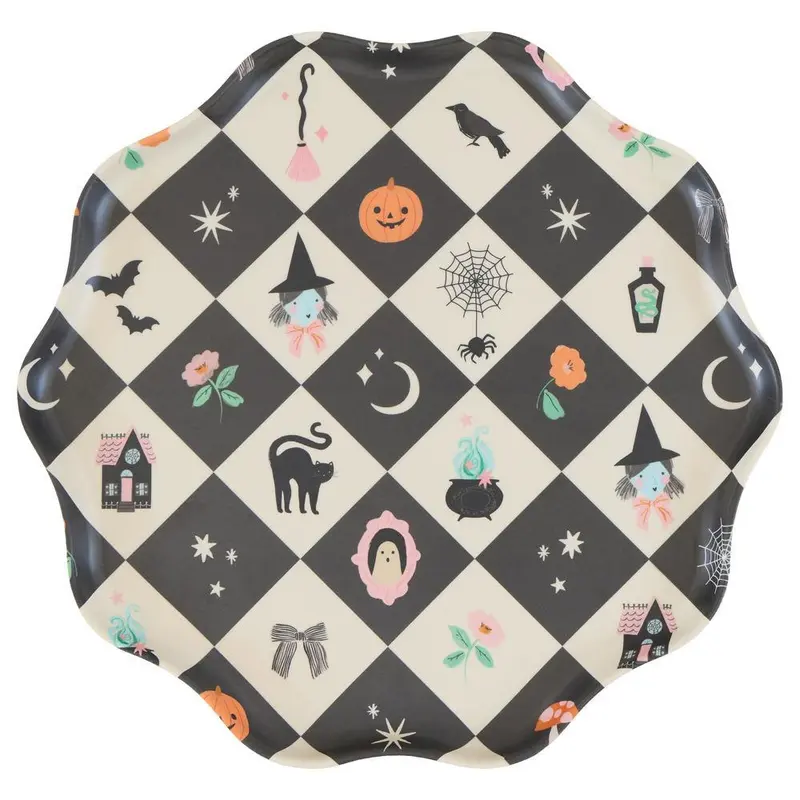 Pack de platos grandes melamina Halloween Patchwork (x4)