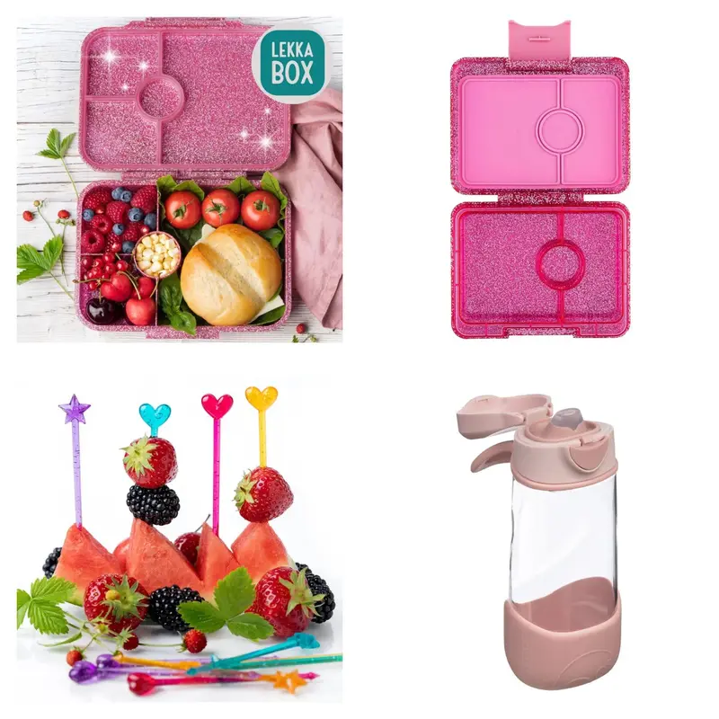 Pack Glamour — Lekkabox + Purpurina (Fiambrera + Snack glitter + Pinchos)
