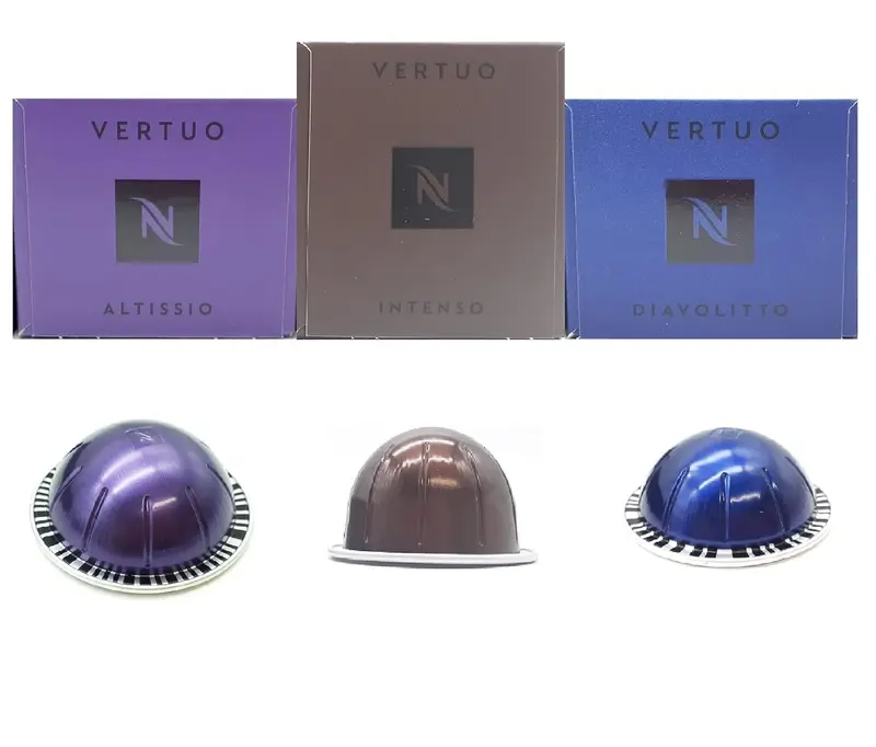 Pack Surtido 30 Cápsulas Nespresso Vertuo Selección Intensa. Descubre Altissio, Intenso y Diavolitto. Cafés espresso y para taza grande llenos de carácter y potencia.