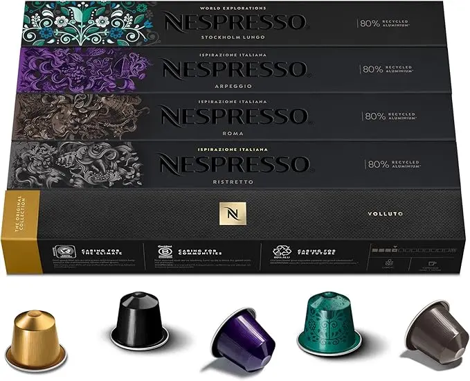 Pack Surtido de 50 Cápsulas de Café Nespresso Original. Incluye 5 variedades de tuestes variados