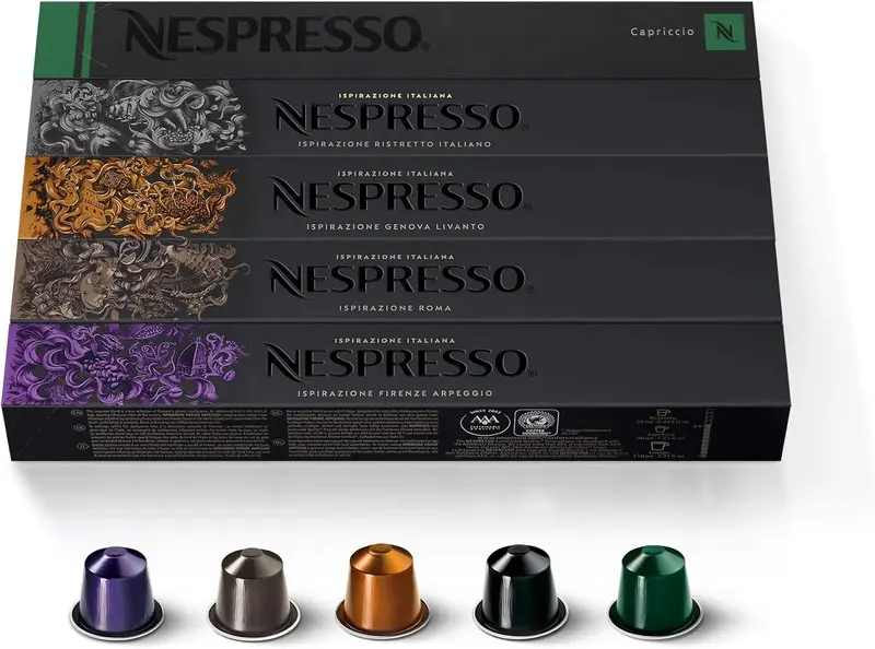 Pack Surtido de 50 Cápsulas Nespresso Originales, una selección de cafés con tuestes variados