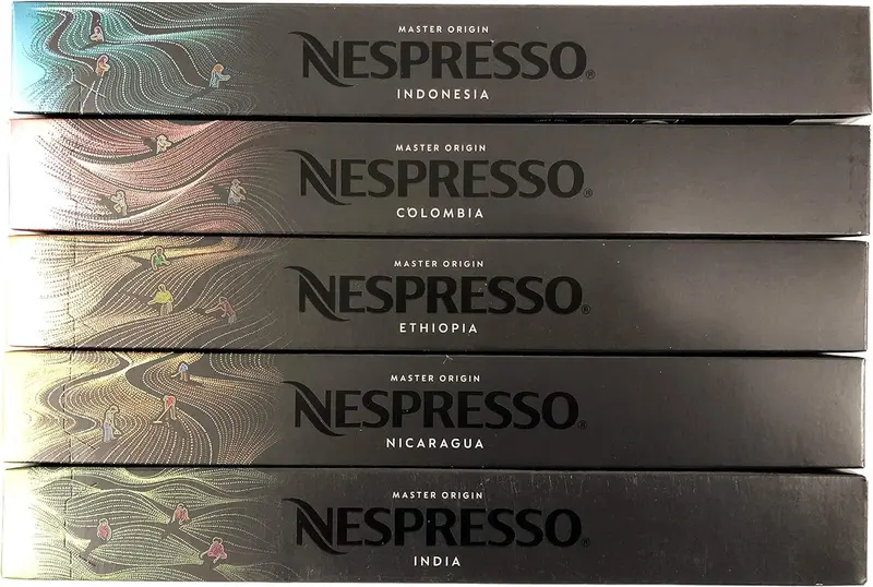 Pack Surtido Nespresso Master Origin con 50 cápsulas. Descubre 5 orígenes únicos