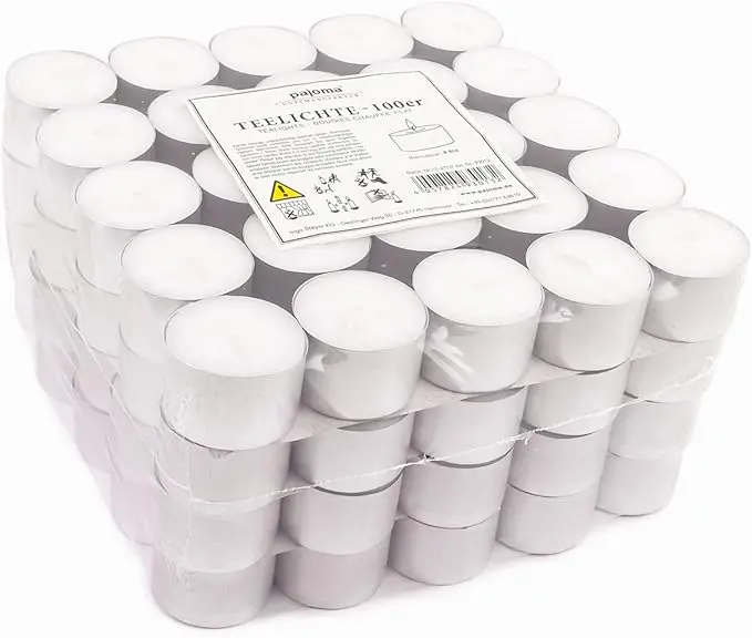 Pajoma Pack de 100 Velas de Té de Larga Duración (8 Horas)