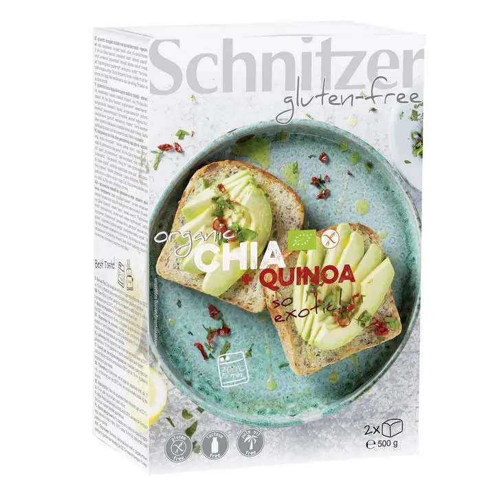 Pan de molde chia y quinoa S/G Bio 500g Schnitzer