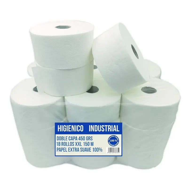 Papel Higiénico Industrial Cia&Co, Pack Ahorro 18 Rollos XXL de 150 Metros. Papel de Doble Capa Extra Suave, 100% Celulosa Virgen para Máxima Durabilidad y Resistencia.