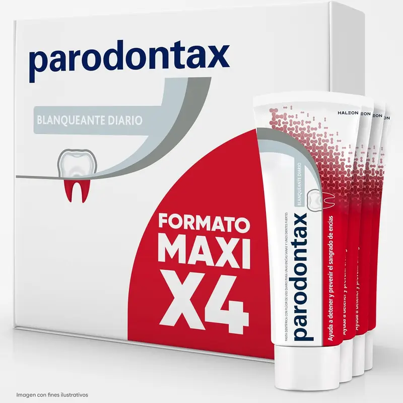 Parodontax Blanqueante Diario, pack de 4x75 ml. Pasta dental para el cuidado de encías sensibles, previene el sangrado y blanquea el esmalte dental de forma eficaz.