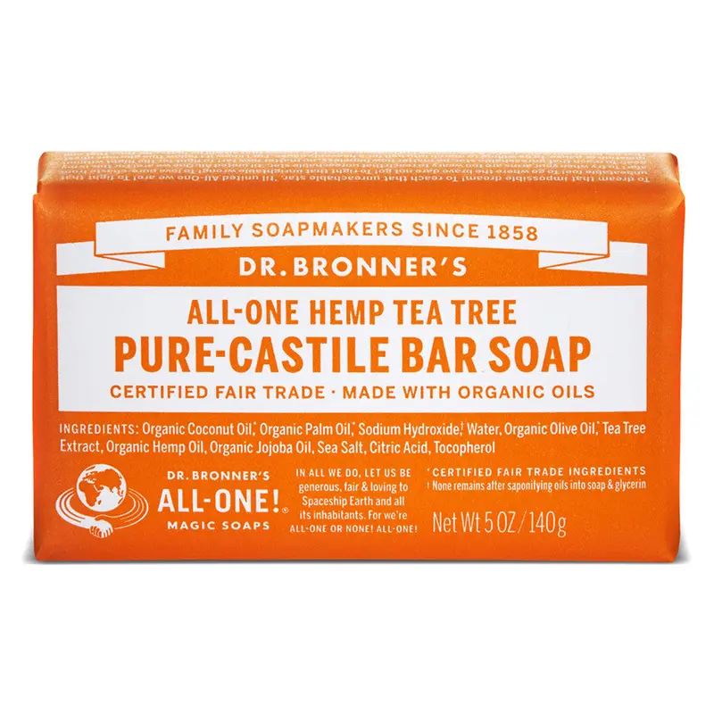 Pastilla de jabon de arbol del te bio 140 g Dr. Bronner's