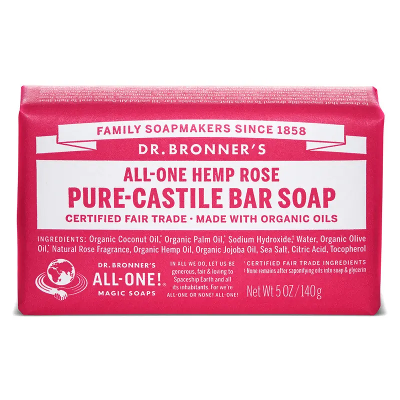 Pastilla de jabon de rosas bio 140 g Dr. Bronner's
