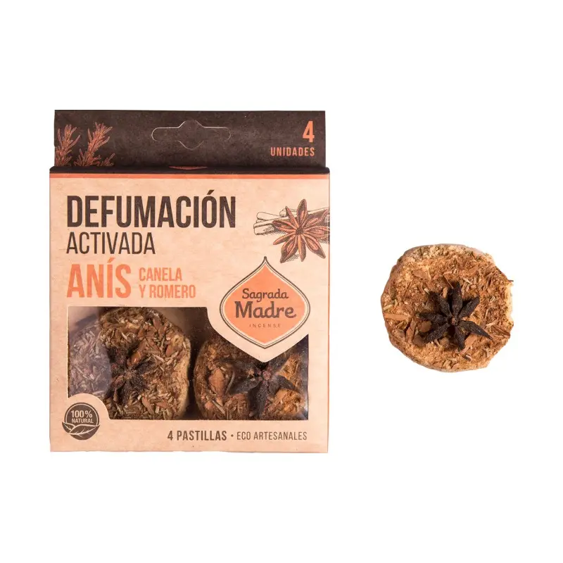 Pastilla defumación activada Canela, Anís y Romero- SAGRADA MADRE