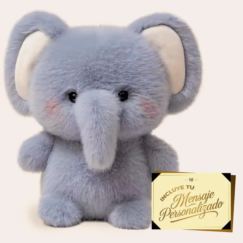 Peluche Elefantito Soñador Premium Moments · Regalo Romántico San Valentín con Tarjeta Personalizada · Detalle Emocional Decorativo