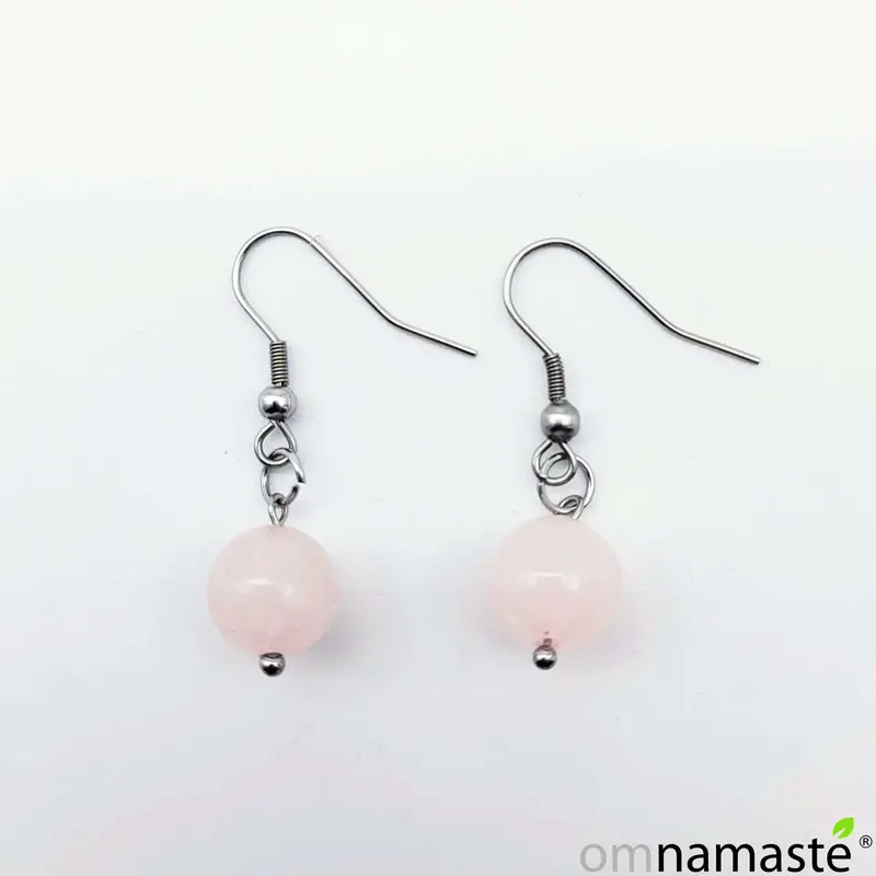 Pendientes de Cuarzo rosa (cierre hippie)