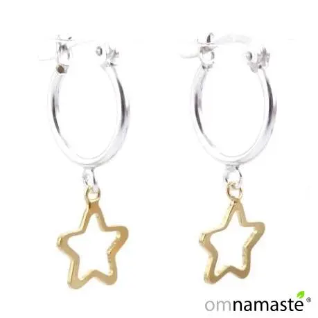 Pendientes Plata 14 x 1,5 mm estrella calada