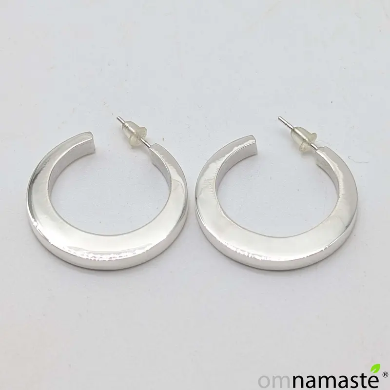 Pendientes Plata Italiana Media Luna