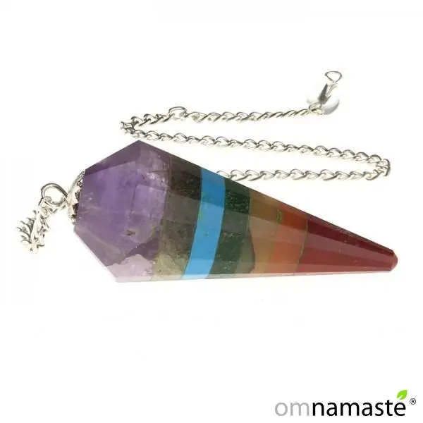 péndulo 7 chakras con 12 facetas para reiki y radiestesia