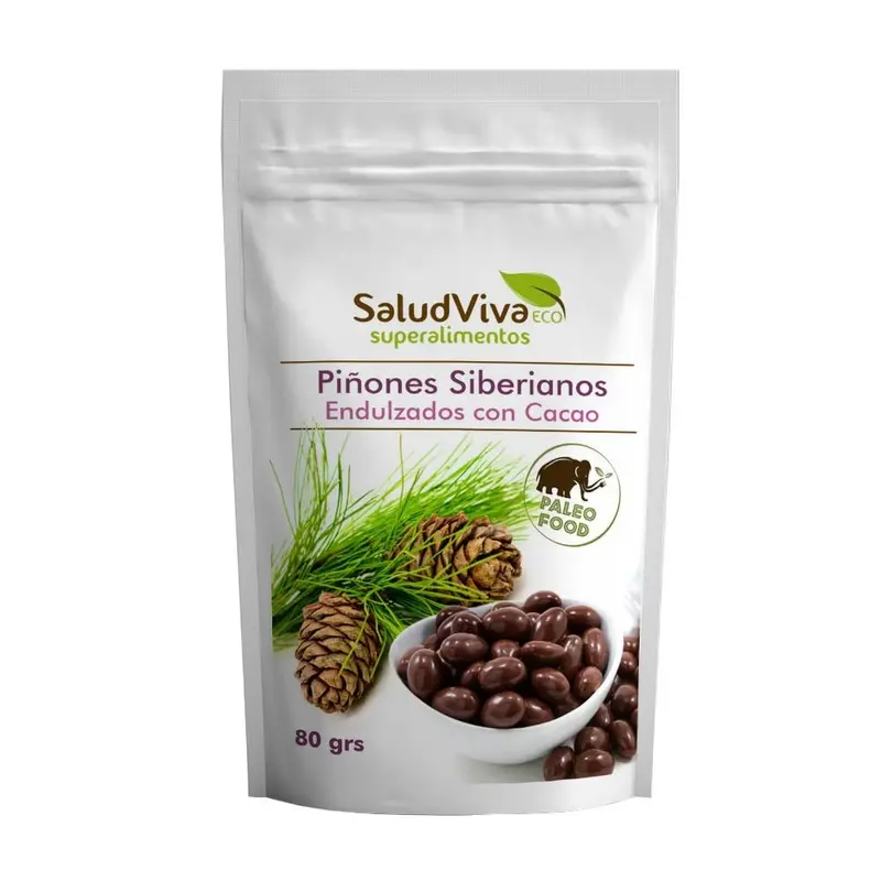 Piñones Siberianos Bañados con Cacao 80g Eco - SALUD VIVA