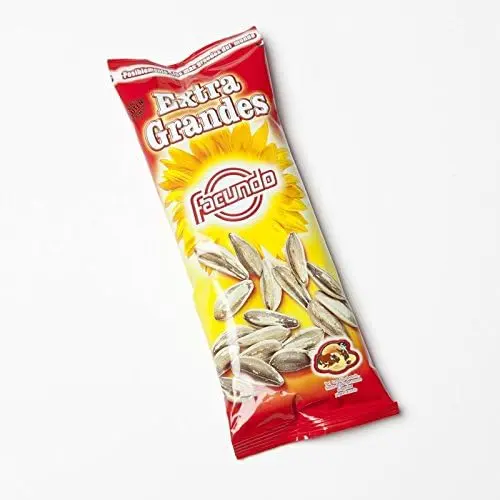 Pipas de Girasol Tostadas con Sal Facundo Extra, pack de 20 bolsas individuales. El snack crujiente y sabroso de siempre, perfecto para llevar y disfrutar en cualquier momento.