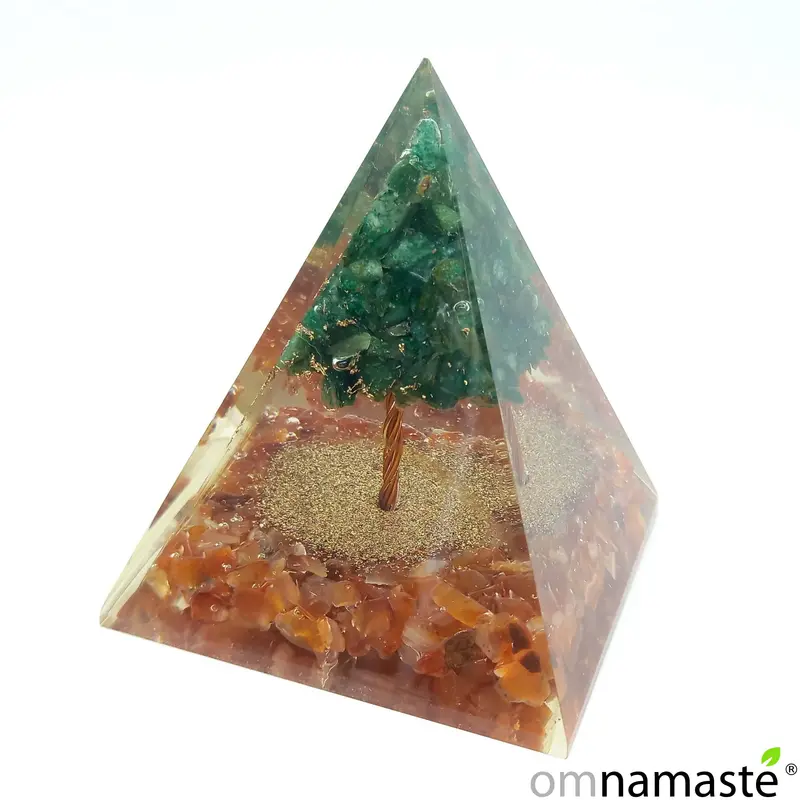 Piramide orgonita 7x7 carneola arbol cuarzo verde