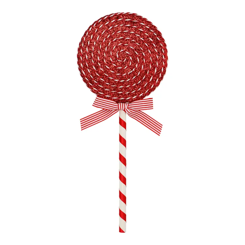 Piruleta Grande Decorativa Navideña Roja y Blanca