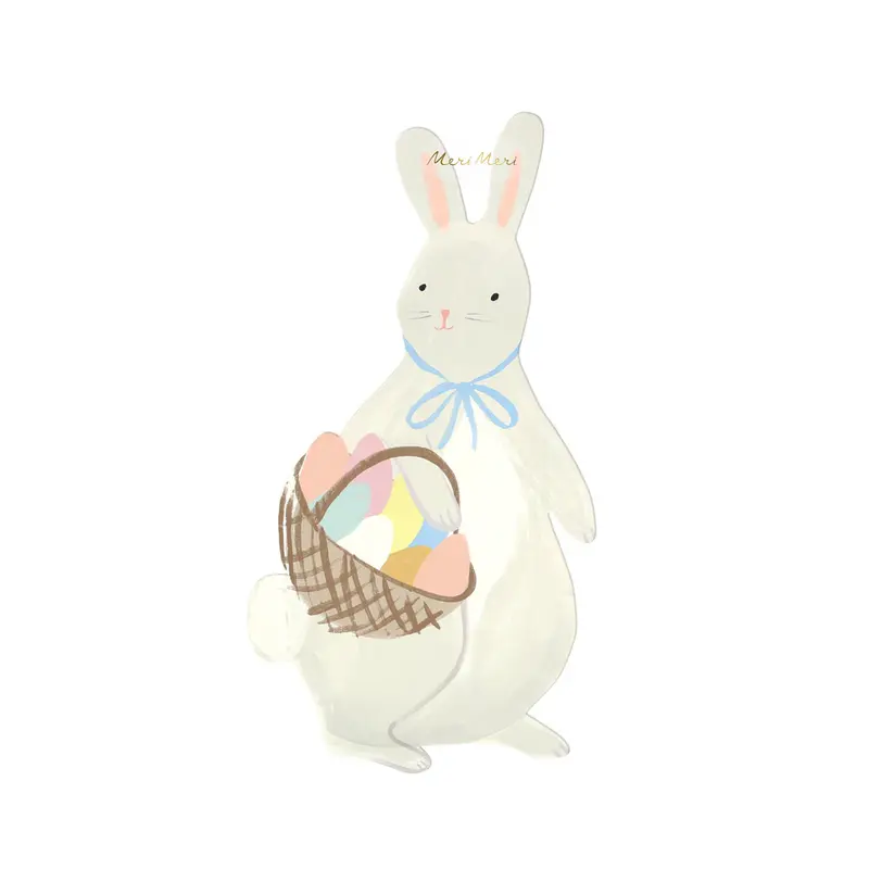 Plato conejo con cesta de huevos de Pascua