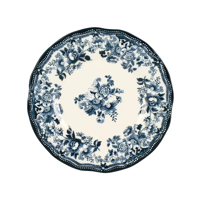 Plato de postre de porcelana diseño Faustine azul