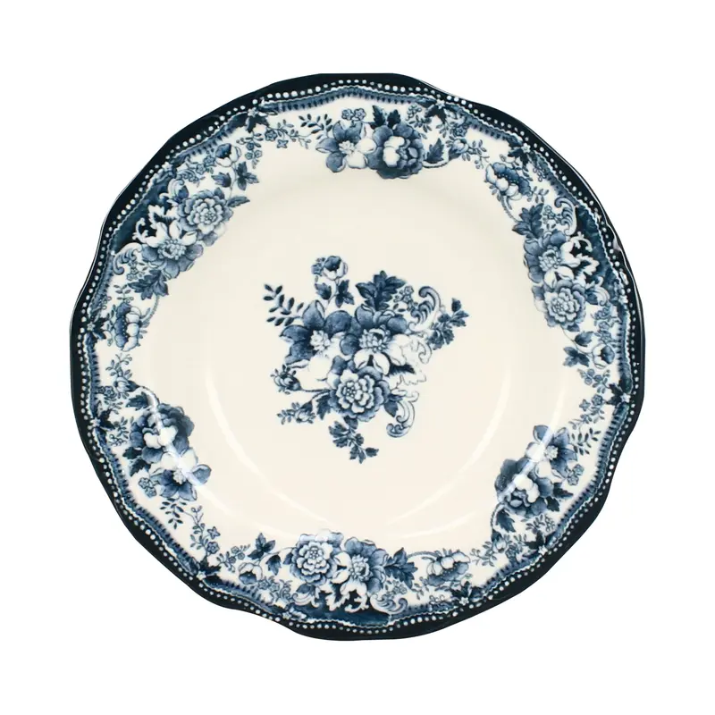 Plato hondo de porcelana diseño Faustine azul