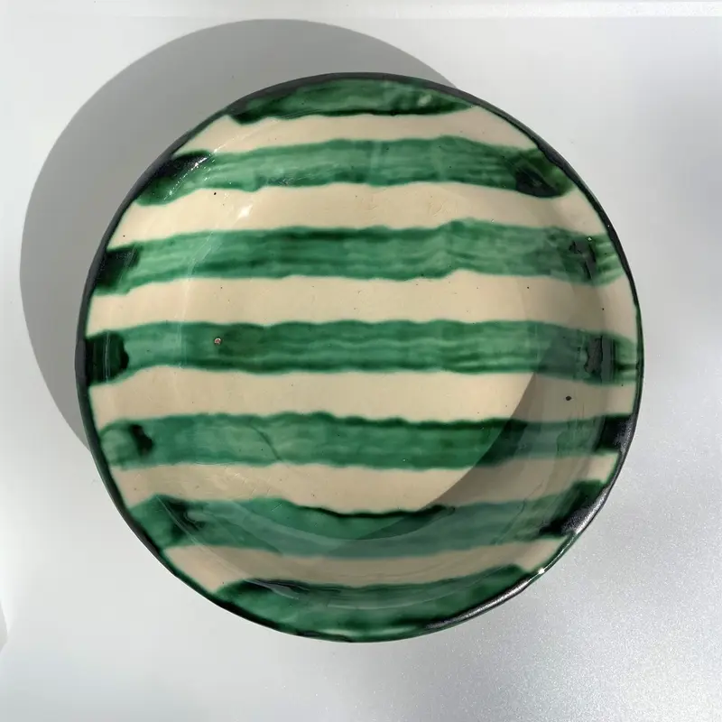 Plato hondo rayas verde