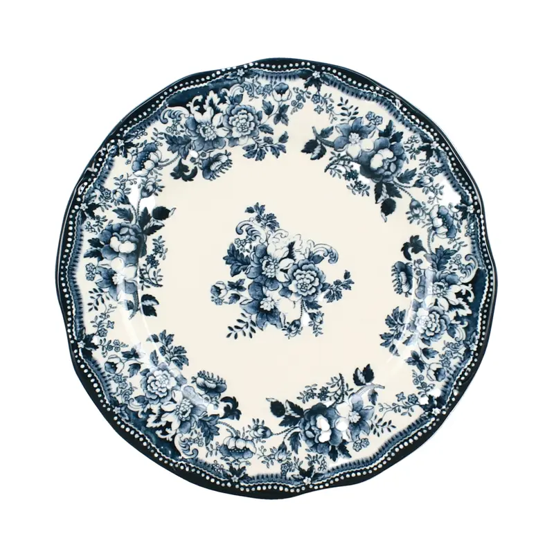 Plato llano de porcelana diseño Faustine azul
