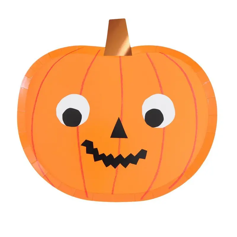 Platos Calabaza Naranja de Halloween (x8)