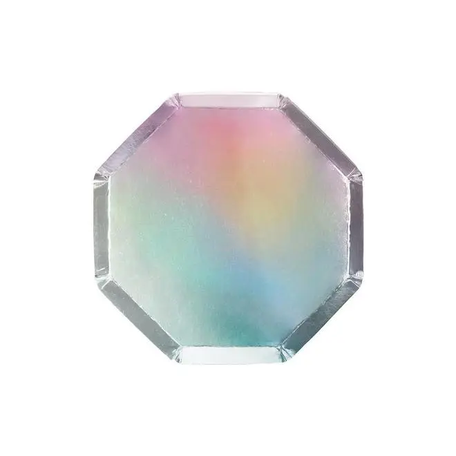 Platos cóctel holográficos de plata