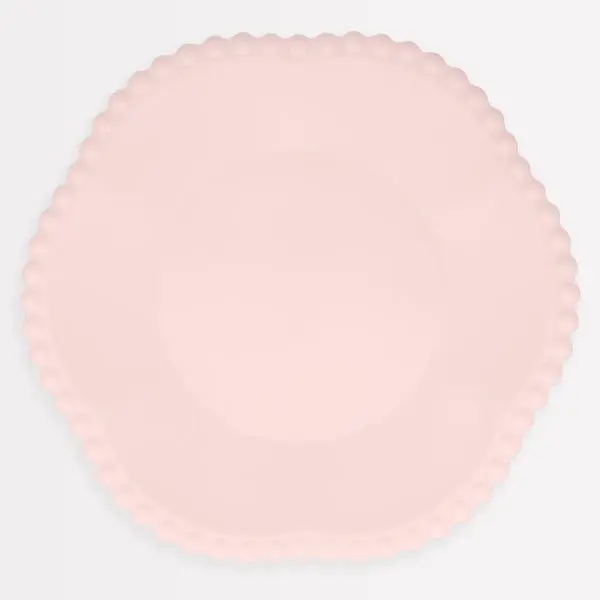Platos compostables rosa suave con borde de puntos (pack de 8)