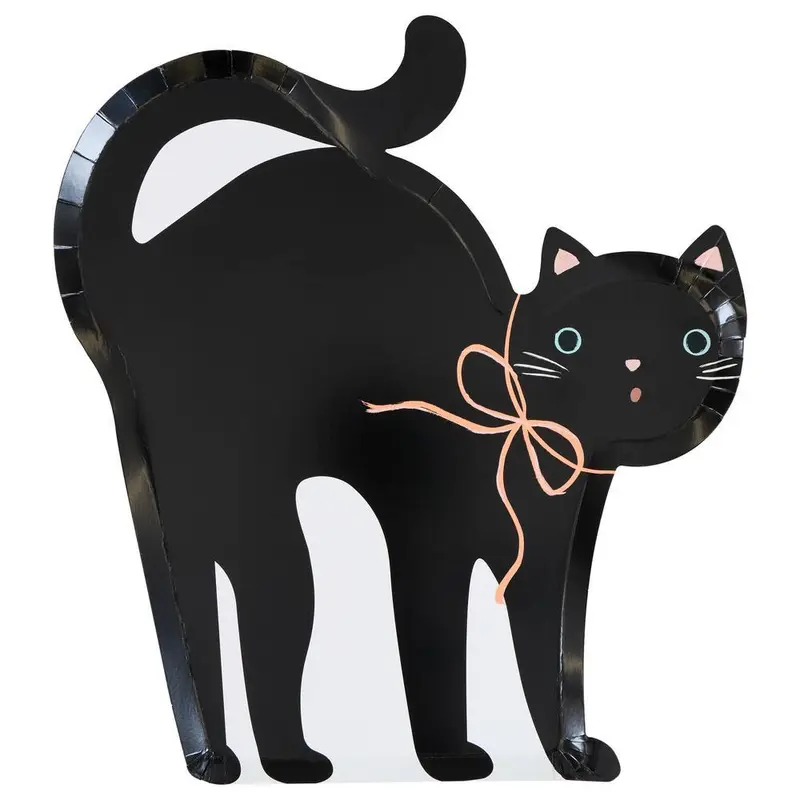 Platos Gato Negro de Halloween (x8)
