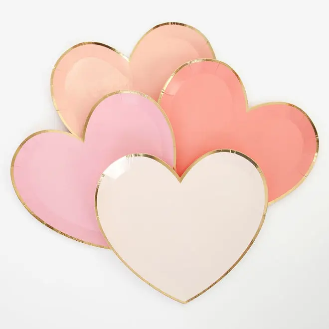 Platos grandes corazones en 4 tonos