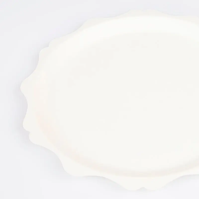 Platos Grandes Crema Compostables con Borde Decorativo